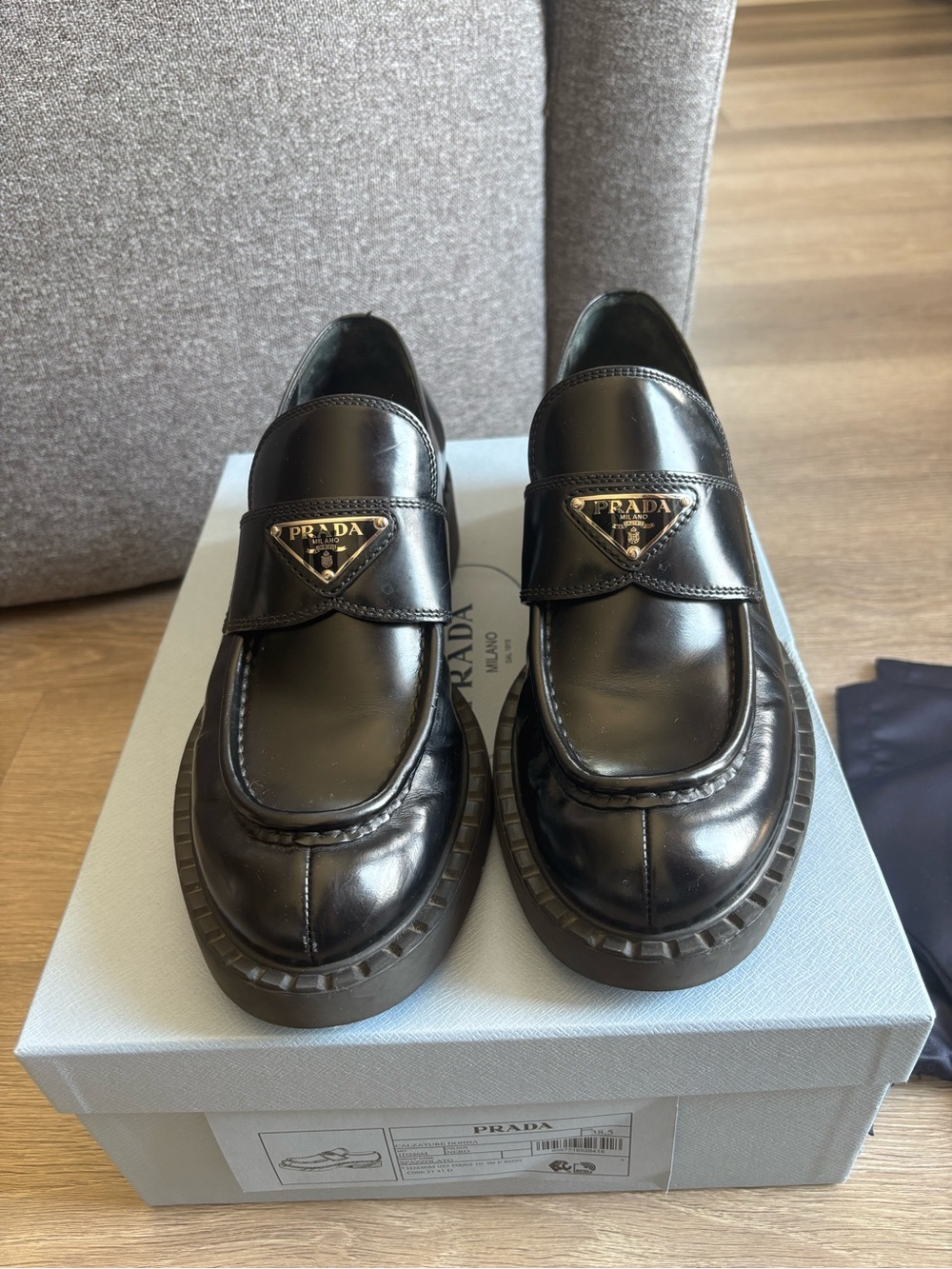 Prada Brushed Leather Loafers